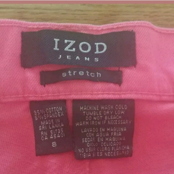 Izod Jeans Pink Bull Stretch Crop Pants Size 8 - Picture 3 of 5